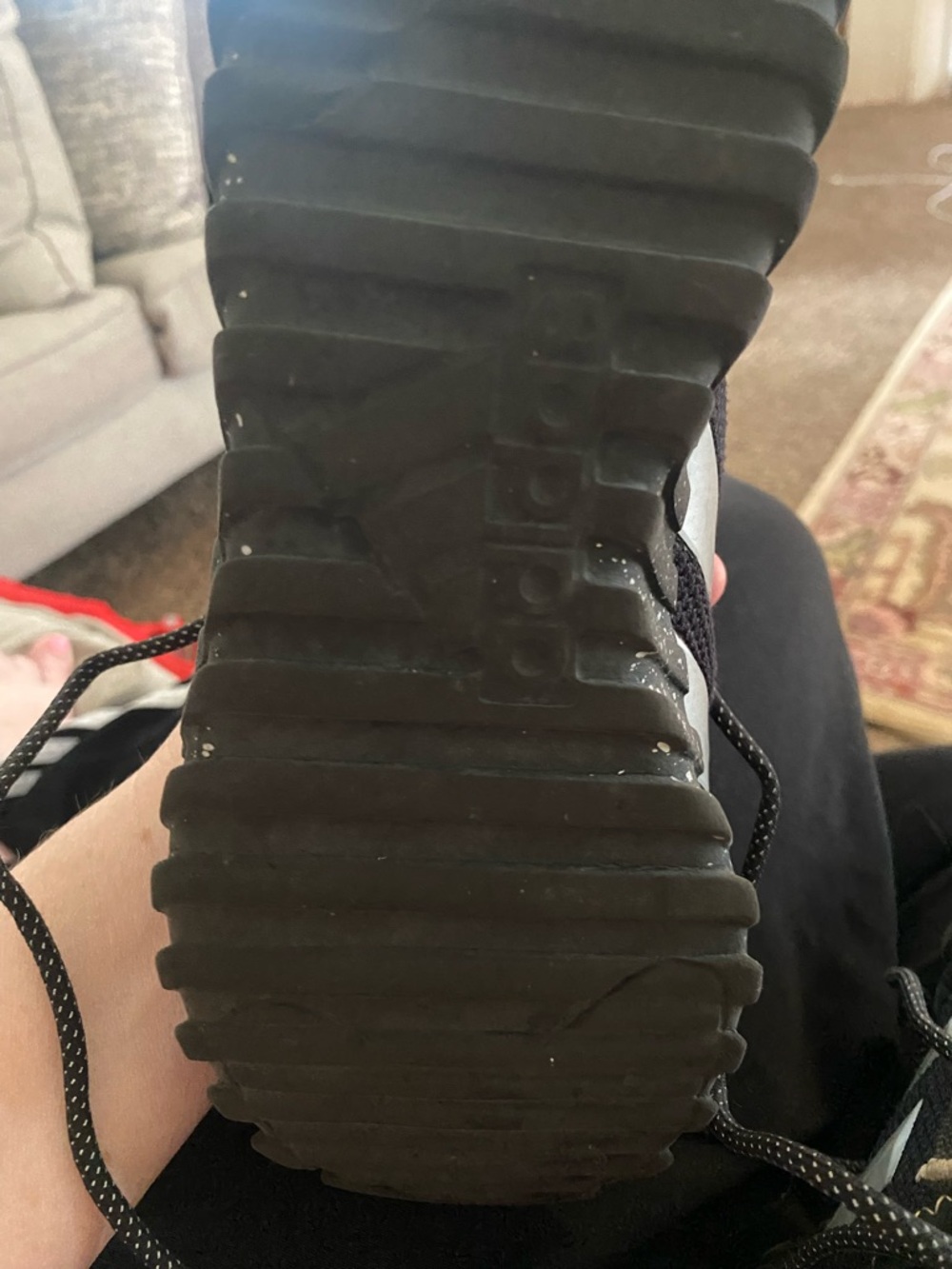 adidas Kids Black Sneakers with White Stripes and Gold Logo youth 5 big boys - Picture 3 of 3